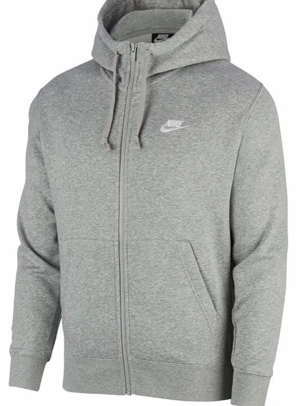 Nike Men's Light Grey Full-Zip Hooded Sweatshirt